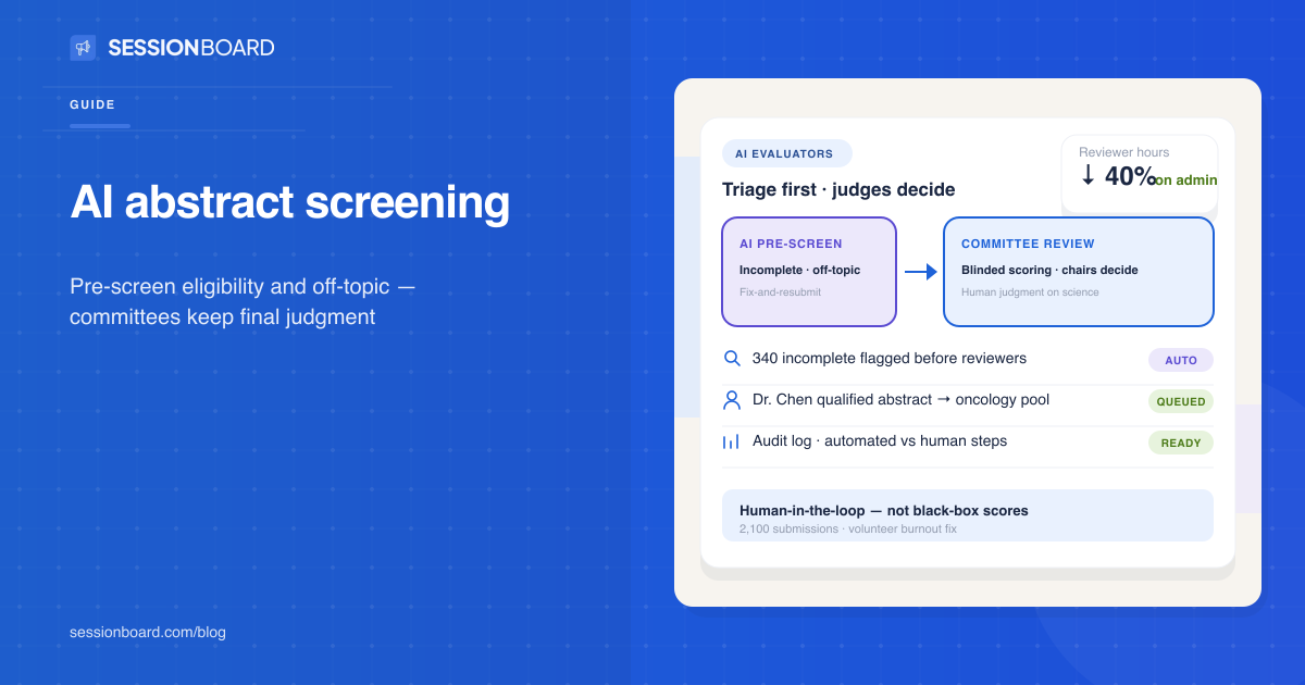 AI prescreening for poster and abstract review
